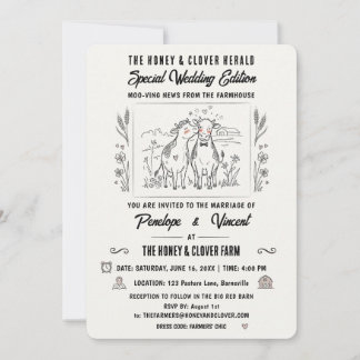 Invitación Boda de Campo Besando Vacas
