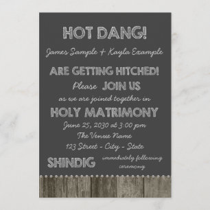 Invitación Boda de campo con pizarra de madera de granero Red