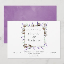 Invitación Boda de Campo de Algodón de Acuarela Lavanda