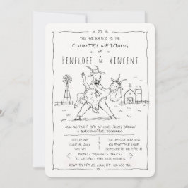 Invitación Boda de campo de cabras bailarinas