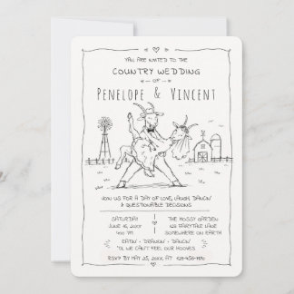 Invitación Boda de campo de cabras bailarinas