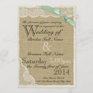 Invitación Boda de campo de encaje antiguo y mezquita de arve