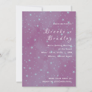 Invitación Boda de Campo de Estrellas Rosa Púrpura