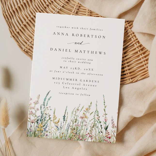 Invitación Boda de Campo de Flores Silvestres Acuarela Boho (Subido por el creador)