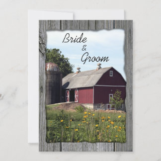 Invitación Boda de campo de granero rojo y silo