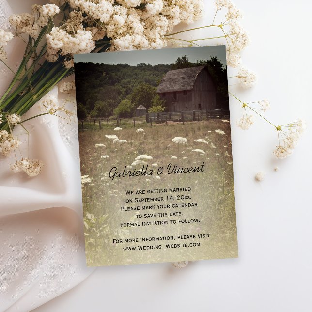 Invitación Boda de campo de granero templado salva la fecha (Subido por el creador)