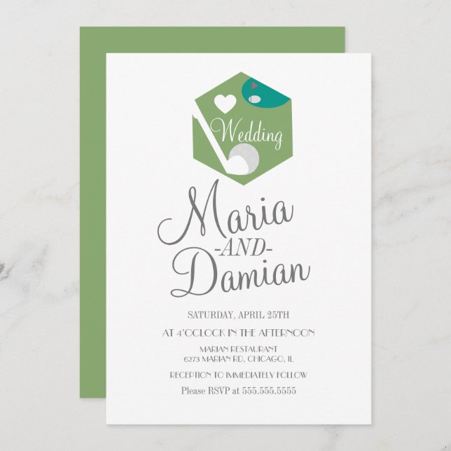 Invitación Boda de Campo de Grasa para Deportes de Golf (Anverso / Reverso)