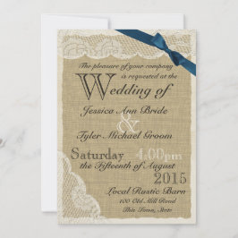 Invitación Boda de campo de la antigua armada de encajes