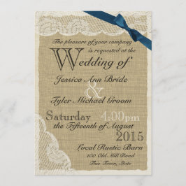 Invitación Boda de campo de la antigua armada de encajes