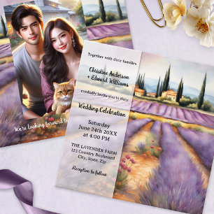 Invitación Boda de campo de la granja de lavanda mediterránea