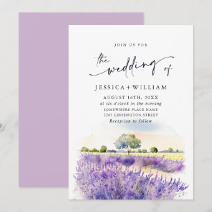 Invitación Boda de campo de lavadora púrpura acuarela