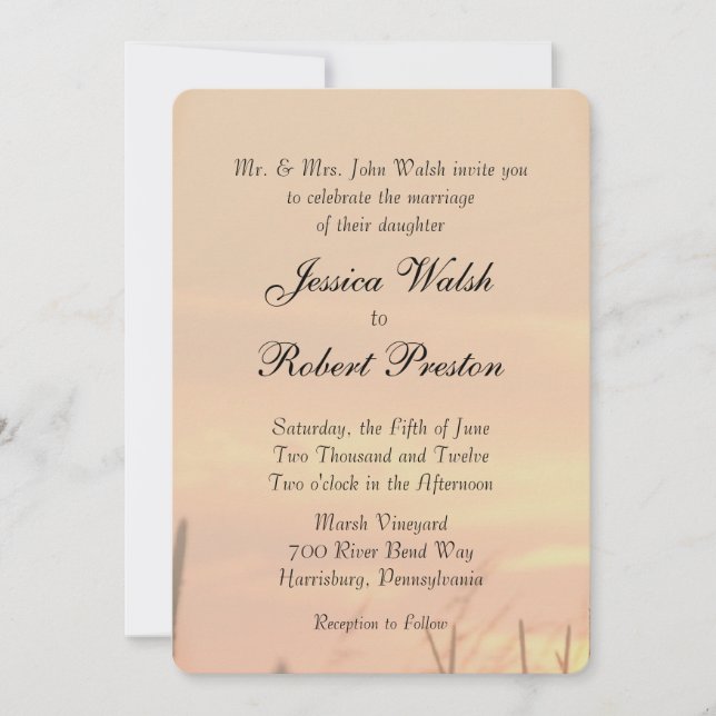 Invitación Boda de campo de puesta al sol (Anverso)