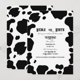 Invitación Boda de Campo de Vaca de Manchas Imprimible Negro