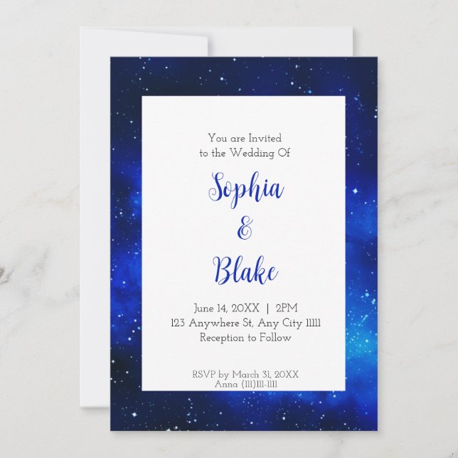 Invitación Boda de Campo Estelar de Medianoche (Anverso)
