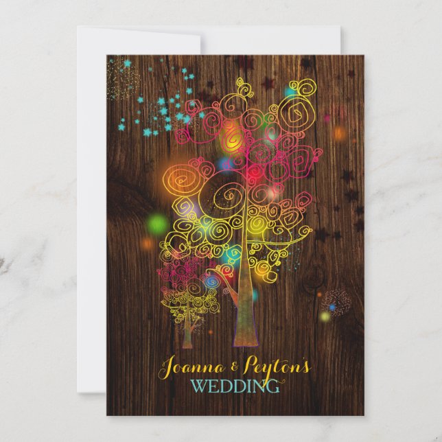 Invitación Boda de campo mágica de árboles inspiradores (Anverso)