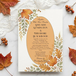 Invitación Boda de Campo Otoño Encanto Colores Románticos de 