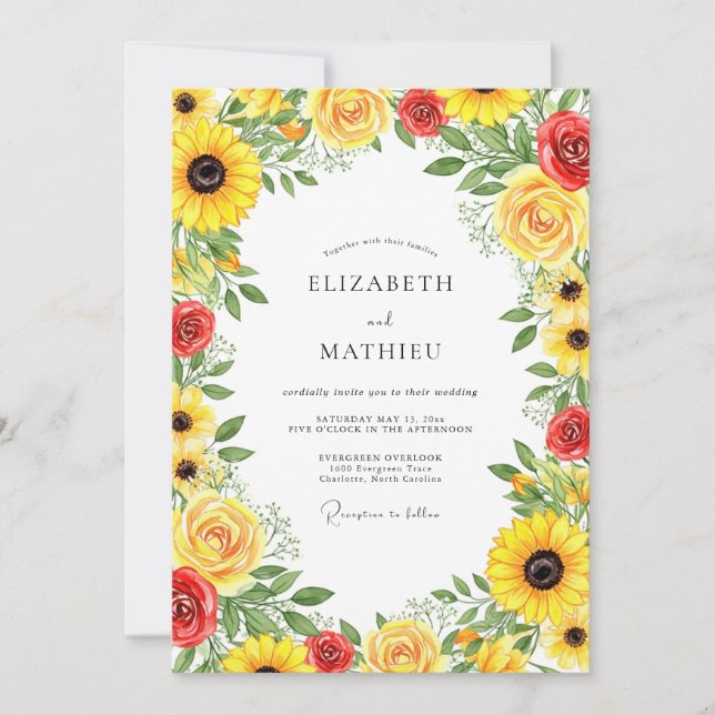 Invitación Boda de Campo Radiante Amarillo (Anverso)