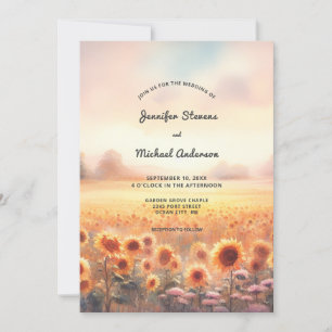 Invitación Boda de campo rústica con girasoles al estilo boho