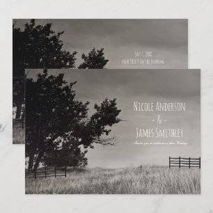 Invitación Boda de Campo Rústica en Blanco y Negro