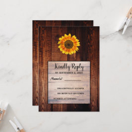Invitación Boda de campo rústico con girasol de agua RSVP