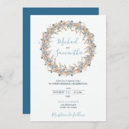 Invitación Boda de campos de campo azul en polvo