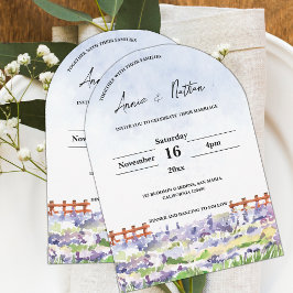 Invitación Boda de Campos de Lavanda de Paisaje de Acuarela C