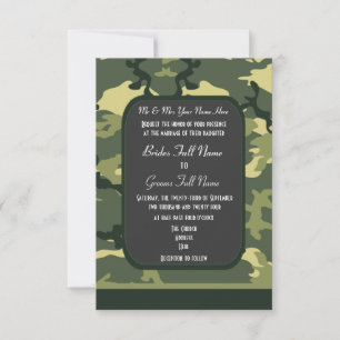 Invitación boda de camuflaje militar verde