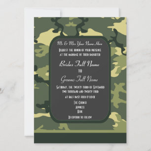 Invitación boda de camuflaje militar verde