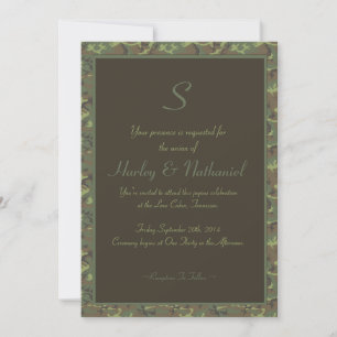Invitación Boda de camuflaje monogramado