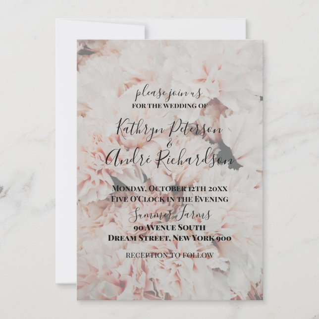 Invitación Boda de canal rosa claro (Anverso)