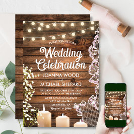 Invitación Boda de candelabros y encajes para respirar de beb