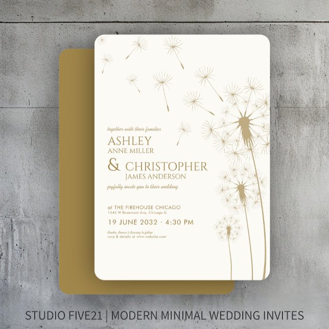 Invitación Boda de candelion oro moderno simple (Subido por el creador)