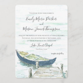 Invitación Boda de canoa azul del lago acuático