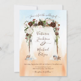 Invitación Boda de canopas acuáticas florales tropicales