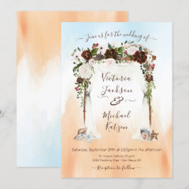 Invitación Boda de canopas acuáticas florales tropicales