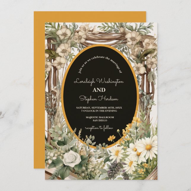 Invitación Boda de canopas florales rusas (Anverso / Reverso)