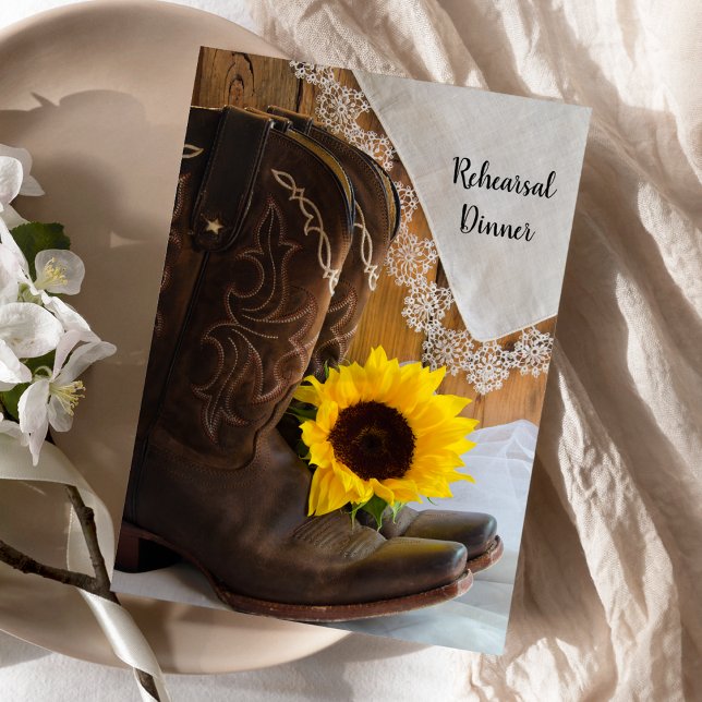 Invitación Boda de canto de girasol campestre Cena (Subido por el creador)