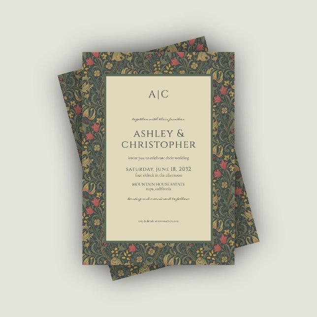 Invitación Boda de carbón vegetal Morris Romántico moderno (Subido por el creador)