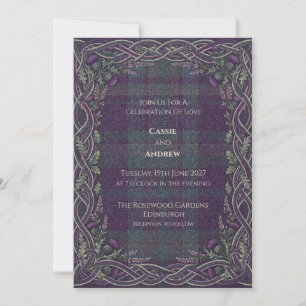 Invitación Boda de Cardo Celta de Tartán Púrpura