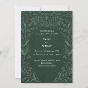 Invitación Boda de Cardo Celta Verde Oscuro