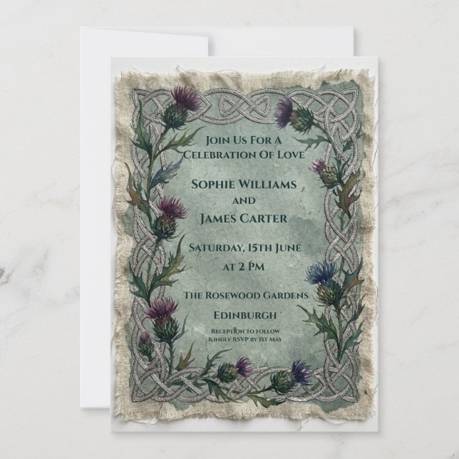 Invitación Boda de Cardo Oscuro (Anverso)