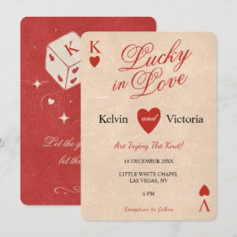 Invitación Boda de Cartas de Juego Afortunados en el Amor