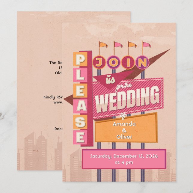 Invitación Boda de cartel vintage (Anverso / Reverso)