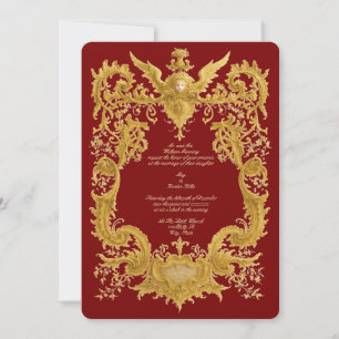 Invitación Boda de Cartela de Color Rococó Barroco