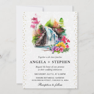 Invitación Boda de cascada de agua floral en acuarela de prim