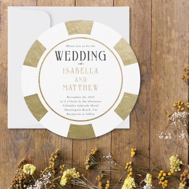 Invitación Boda de Casino de Chip Gold Poker moderno (Subido por el creador)