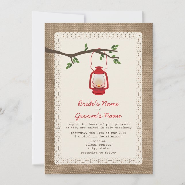 Invitación Boda de casquillo de linterna / Linterna de aceite (Anverso)