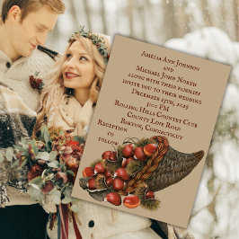 Invitación Boda de castañas de invierno marrón