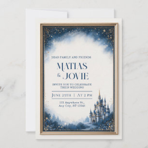 Invitación Boda de Castillo Azul Medianoche con Estrella Dora