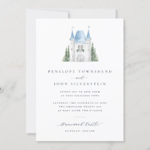 Invitación Boda de Castillo de Acuarela Romántica